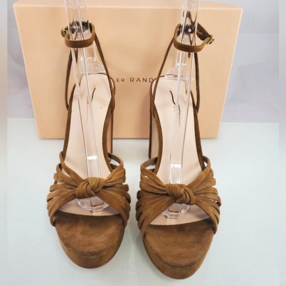 NWT$450 Loeffler Randall Rivka 120mm Suede Knot Platform Sandal Heels Sz 9.5 - Picture 7 of 16